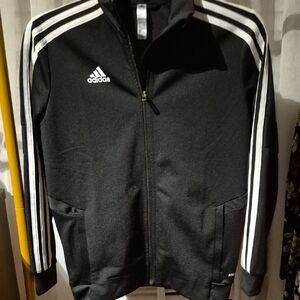 adidas Black Jacket with White Three-Stripes
